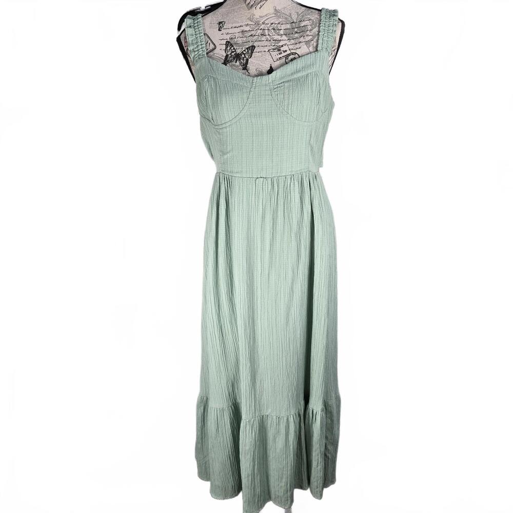 Altar'd State Maxi Dress Women's Size L Sleeveless Open Back Blue/green Tiered - Picture 5 of 8
